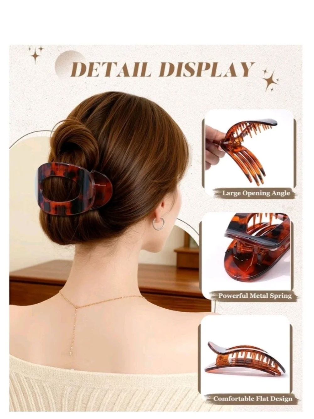 Assorted Tortoiseshell Hair Claw Clip Set - Women Accessories